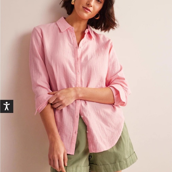 Boden cotton textured oversized lightweight Pink Button-Up Shirt crinkled 20/ 22 - Picture 1 of 10